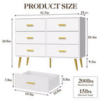 6-Drawer Dresser, Modern Wooden Bedroom Chest of Drawers With Storage Drawers, Farmhouse Style TV Stand for Living Room, Bedroom, Hallway, White