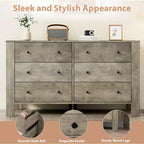 Commode à 6 tiroirs, commode de chambre moderne en bois avec tiroirs de rangement, meuble TV de style ferme pour salon, chambre à coucher, ivoire clair