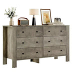 Commode à 6 tiroirs, commode de chambre moderne en bois avec tiroirs de rangement, meuble TV de style ferme pour salon, chambre à coucher, ivoire clair