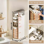 3 Tier Slim Bathroom Storage Cabinet, Space Saving Vertical Toilet Paper Cabinet, Freestanding Bathroom Organizer, Storage Cabinet for Small Spaces