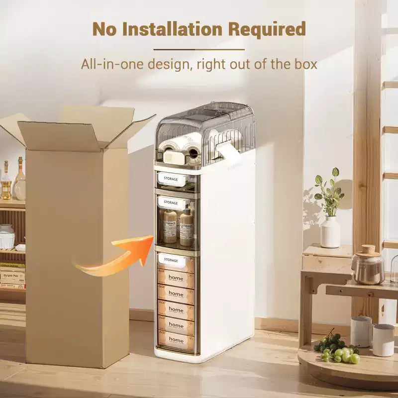 3 Tier Slim Bathroom Storage Cabinet, Space Saving Vertical Toilet Paper Cabinet, Freestanding Bathroom Organizer, Storage Cabinet for Small Spaces