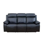 MAYEERTY Reclining Sofa, 3-Seat Breathable Leather Recliner with Reversible Coffee Table for Living Room, Black