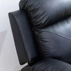 MAYEERTY Reclining Sofa, 3-Seat Breathable Leather Recliner with Reversible Coffee Table for Living Room, Black
