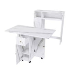 Okak 37.4IN Multifunctional Foldable Table with Storage for 4, Dining Table with Wheels, Kitchen Table for Dining Room, Living Room