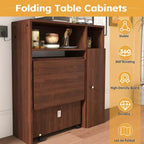 Okak 37.4IN Multifunctional Foldable Table with Storage for 4, Dining Table with Wheels, Kitchen Table for Dining Room, Living Room