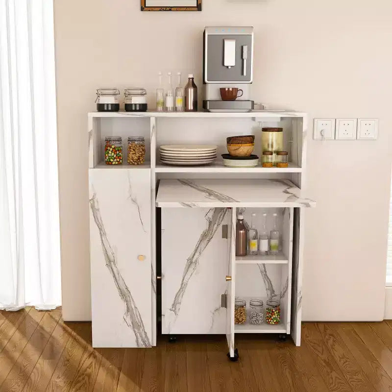 Okak 37.4IN Multifunctional Foldable Table with Storage for 4, Dining Table with Wheels, Kitchen Table for Dining Room, Living Room