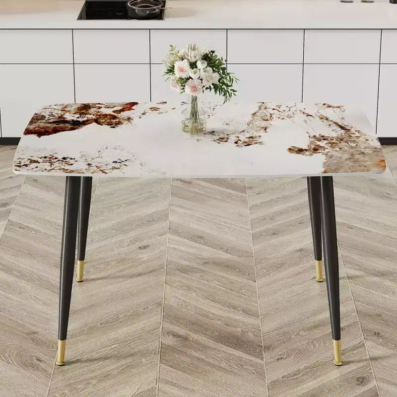 Okak 50IN Modern Rectangular Dining Table, Kitchen Table with Sintered Stone Tabletop, Dinner Table for Living Room, Kitchen, White
