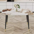 Okak 50IN Modern Rectangular Dining Table, Kitchen Table with Sintered Stone Tabletop, Dinner Table for Living Room, Kitchen, White