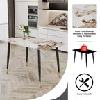 Okak 50IN Modern Rectangular Dining Table, Kitchen Table with Sintered Stone Tabletop, Dinner Table for Living Room, Kitchen, White
