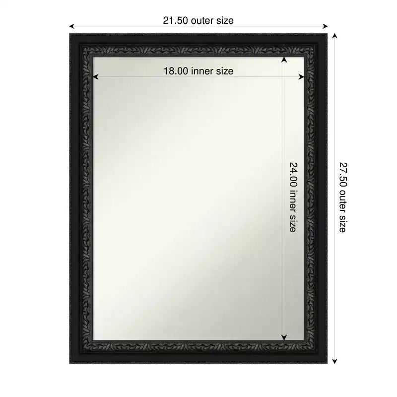 Amanti Art Downton Black Non-Beveled Wood Framed Bathroom Vanity Wall Mirror