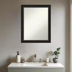 Amanti Art Downton Black Non-Beveled Wood Framed Bathroom Vanity Wall Mirror