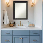Amanti Art Downton Black Non-Beveled Wood Framed Bathroom Vanity Wall Mirror