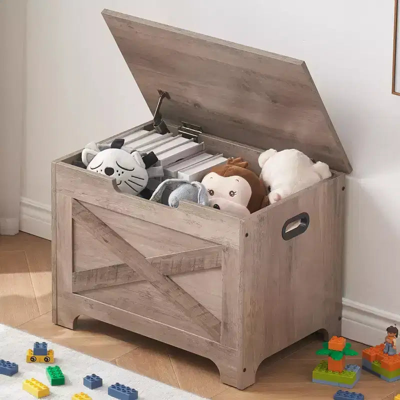 Storage Bench with Lift Top, Wooden Storage Chest for Entryway and Bedroom