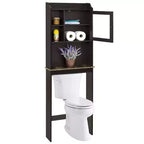 Meuble de rangement moderne MAYEERTY pour WC, organisateur de salle de bain en bois avec 4 niches et étagères réglables, économiseur d'espace