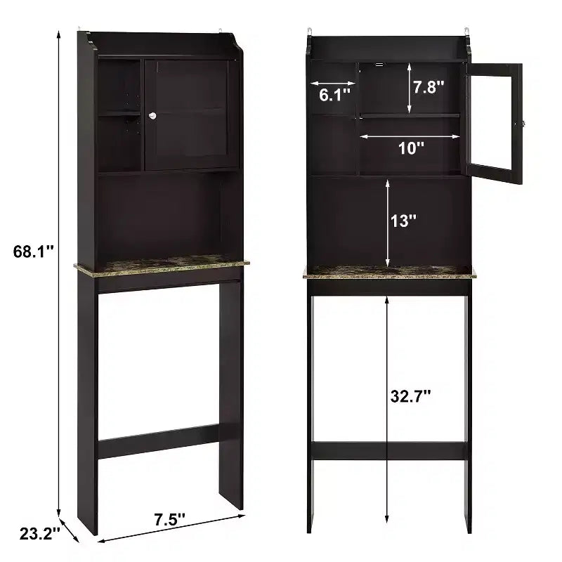 Meuble de rangement moderne MAYEERTY pour WC, organisateur de salle de bain en bois avec 4 niches et étagères réglables, économiseur d'espace