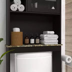 Meuble de rangement moderne MAYEERTY pour WC, organisateur de salle de bain en bois avec 4 niches et étagères réglables, économiseur d'espace