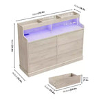 Oak Dresser for Bedroom with 6 Drawers, Modern Chest Featuring LED Lights and Charging Station, Spacious Storage Cabinet for Living Room or Hallway