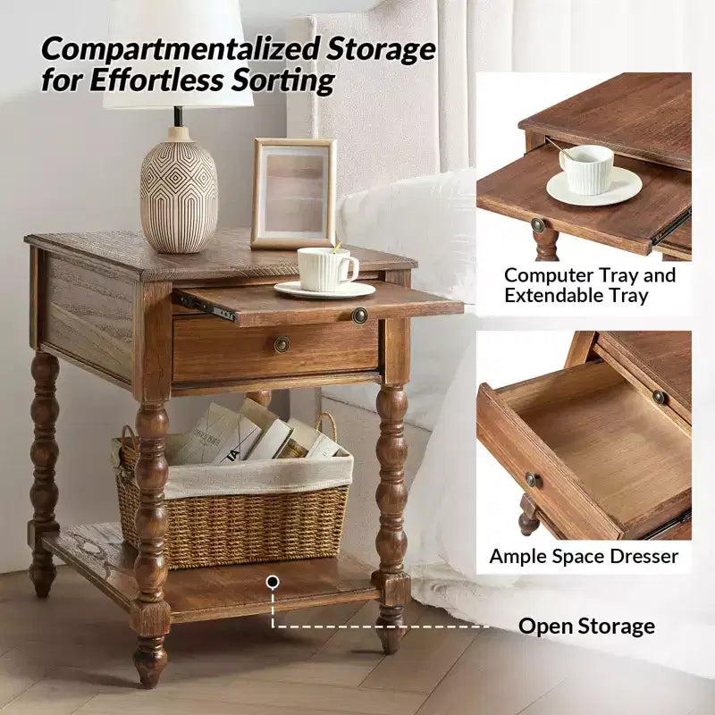 Esther 26 Tall End Table with Built-in Charging Outlets Set of 2|ARTFUL LIVING DESIGNS