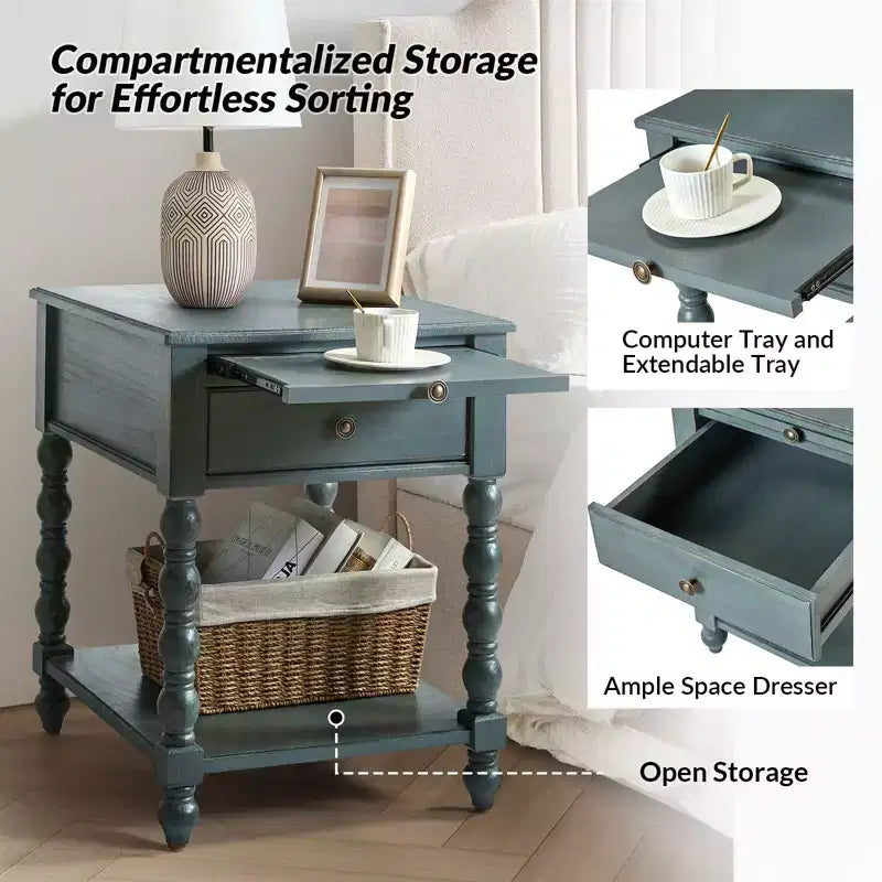 Esther 26 Tall End Table with Built-in Charging Outlets Set of 2|ARTFUL LIVING DESIGNS