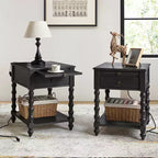 Esther 26 Tall End Table with Built-in Charging Outlets Set of 2|ARTFUL LIVING DESIGNS
