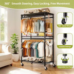 Heavy Duty Freestanding Garment Rack with 8 Adjustable Wire Shelves & 5 Clothes Rails, Portable Adjustable Closet Organizer Wardrobe Clothes Rack
