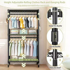 Heavy Duty Freestanding Garment Rack with 8 Adjustable Wire Shelves & 5 Clothes Rails, Portable Adjustable Closet Organizer Wardrobe Clothes Rack