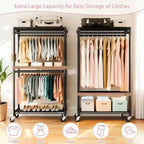 Heavy Duty Freestanding Garment Rack with 8 Adjustable Wire Shelves & 5 Clothes Rails, Portable Adjustable Closet Organizer Wardrobe Clothes Rack