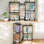 Heavy Duty Freestanding Garment Rack with 8 Adjustable Wire Shelves & 5 Clothes Rails, Portable Adjustable Closet Organizer Wardrobe Clothes Rack