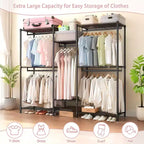 Heavy Duty Freestanding Garment Rack with 8 Adjustable Wire Shelves & 5 Clothes Rails, Portable Adjustable Closet Organizer Wardrobe Clothes Rack