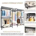 Heavy Duty Freestanding Garment Rack with 8 Adjustable Wire Shelves & 5 Clothes Rails, Portable Adjustable Closet Organizer Wardrobe Clothes Rack