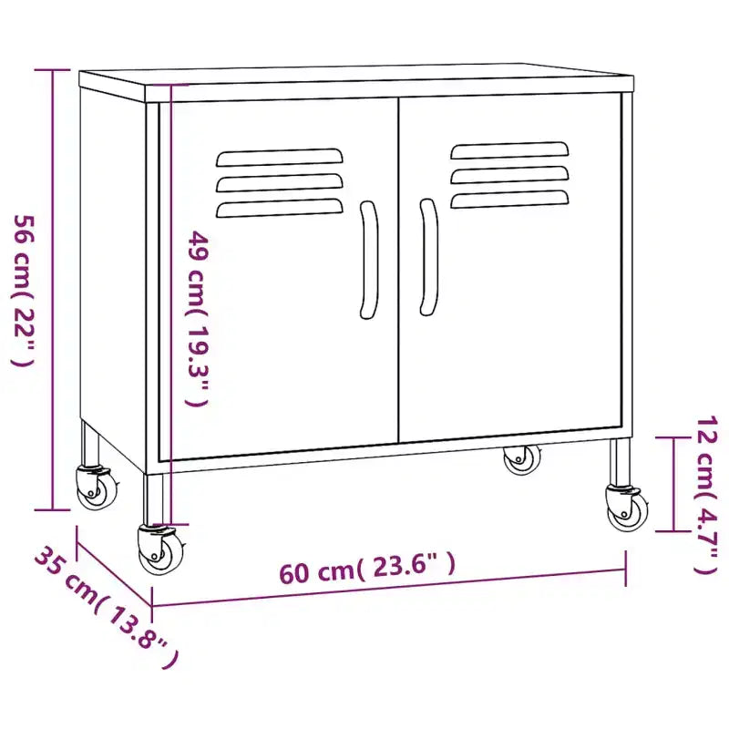 Meuble de rangement robuste CLIHOME, classeur autoportant avec roulettes pour le bureau à domicile, style industriel