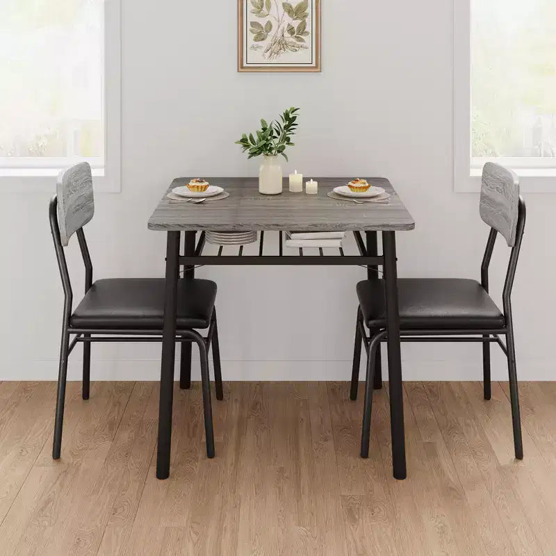 Ensemble de salle à manger compact COZONY avec chaises rembourrées, petite table de cuisine carrée et pieds en métal pour salle à manger