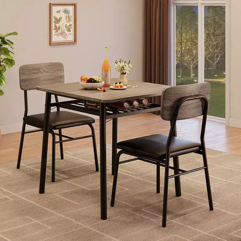 Ensemble de salle à manger compact COZONY avec chaises rembourrées, petite table de cuisine carrée et pieds en métal pour salle à manger