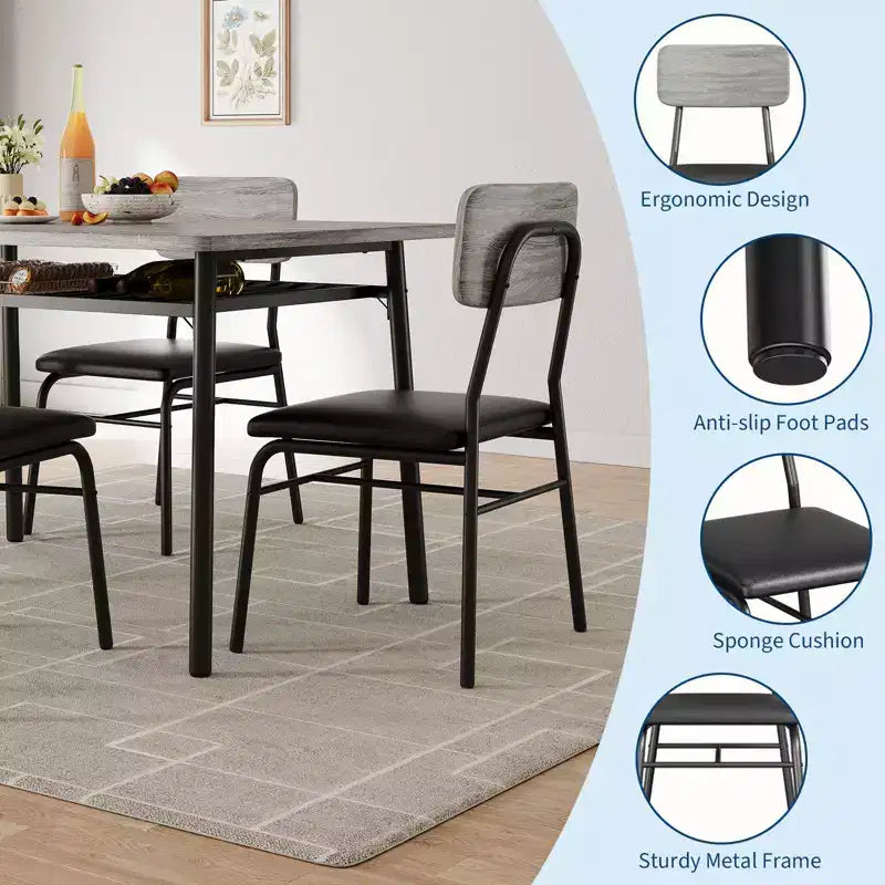 Ensemble de salle à manger compact COZONY avec chaises rembourrées, petite table de cuisine carrée et pieds en métal pour salle à manger