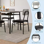 Ensemble de salle à manger compact COZONY avec chaises rembourrées, petite table de cuisine carrée et pieds en métal pour salle à manger