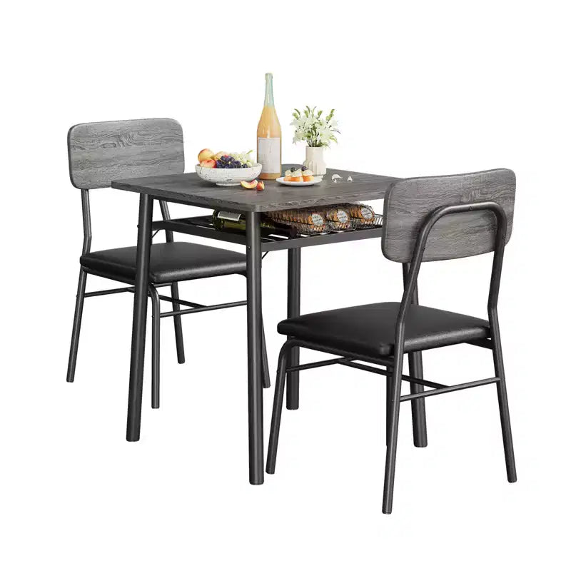 Ensemble de salle à manger compact COZONY avec chaises rembourrées, petite table de cuisine carrée et pieds en métal pour salle à manger
