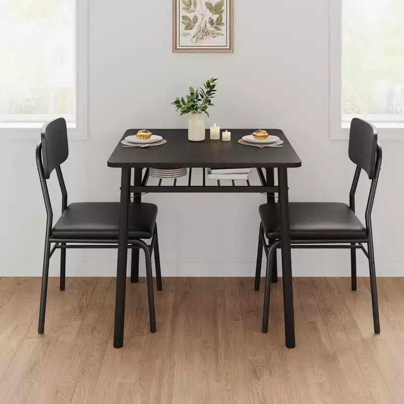 Ensemble de salle à manger compact COZONY avec chaises rembourrées, petite table de cuisine carrée et pieds en métal pour salle à manger