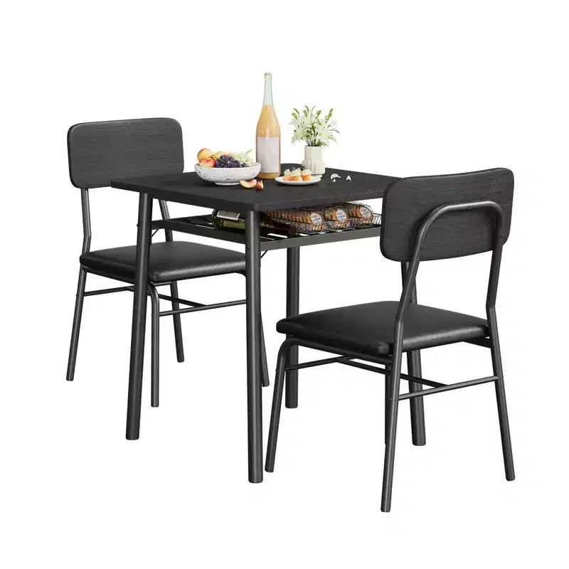 Ensemble de salle à manger compact COZONY avec chaises rembourrées, petite table de cuisine carrée et pieds en métal pour salle à manger