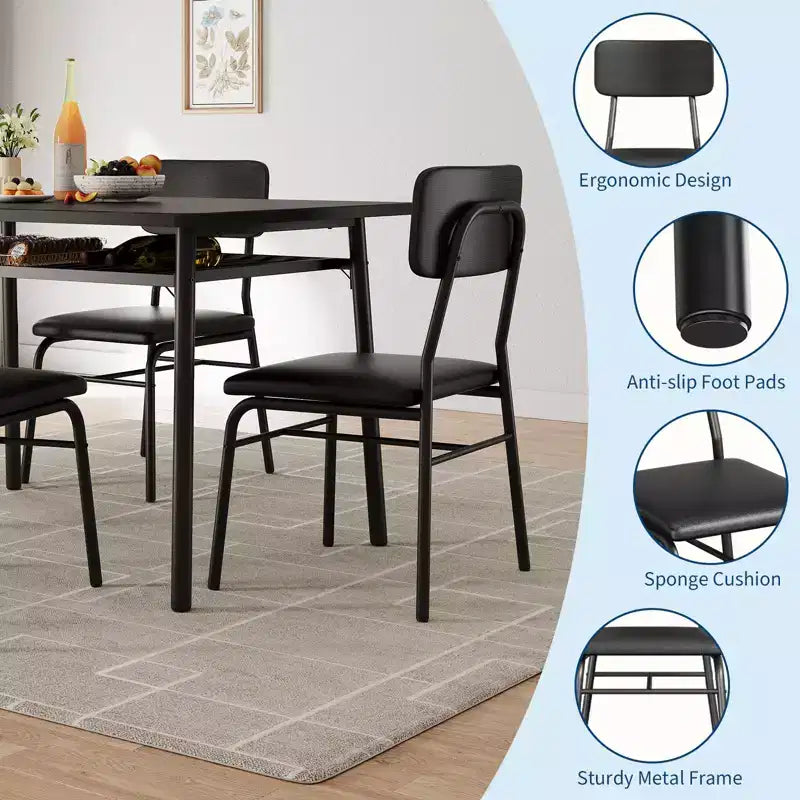 Ensemble de salle à manger compact COZONY avec chaises rembourrées, petite table de cuisine carrée et pieds en métal pour salle à manger