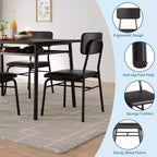 Ensemble de salle à manger compact COZONY avec chaises rembourrées, petite table de cuisine carrée et pieds en métal pour salle à manger