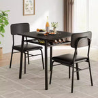 COZONY Compact Dining Table Set with Upholstered Chairs, Small Square Kitchen Table and Metal Legs Support for Dining Room