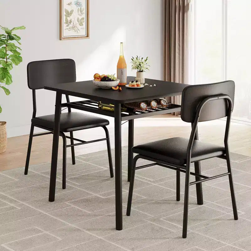 COZONY Compact Dining Table Set with Upholstered Chairs, Small Square Kitchen Table and Metal Legs Support for Dining Room