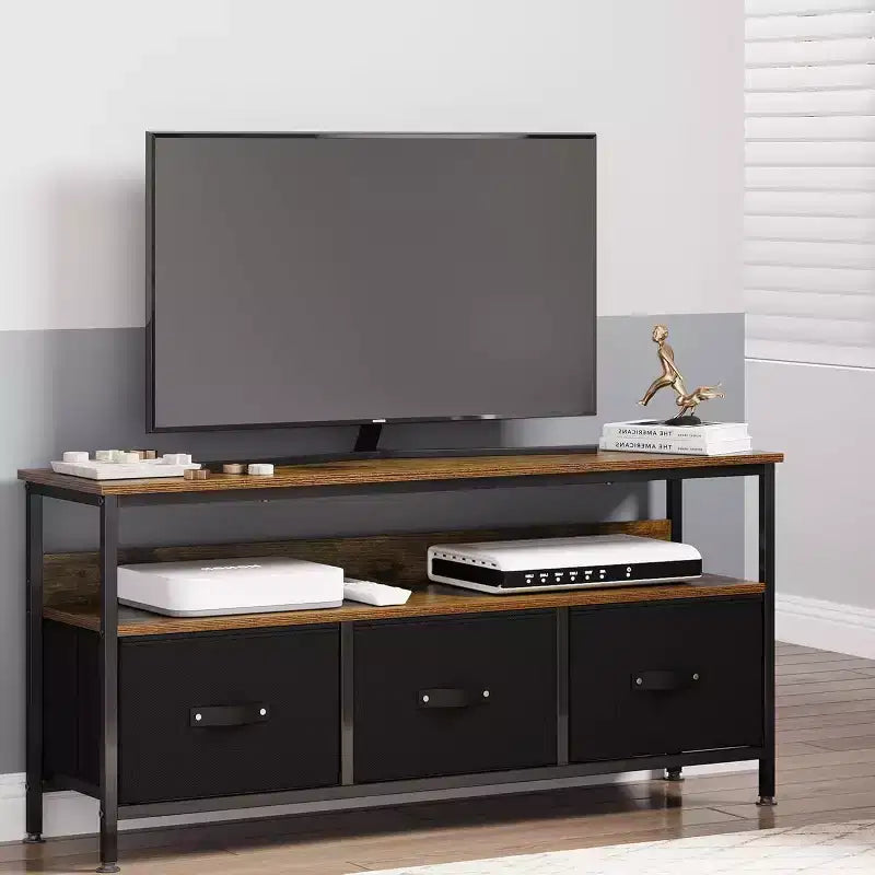 Meuble TV commode 127 cm Meuble de divertissement avec rangement Meuble TV pour chambre à coucher Petit meuble TV commode avec tiroirs et étagères, console TV et multimédia