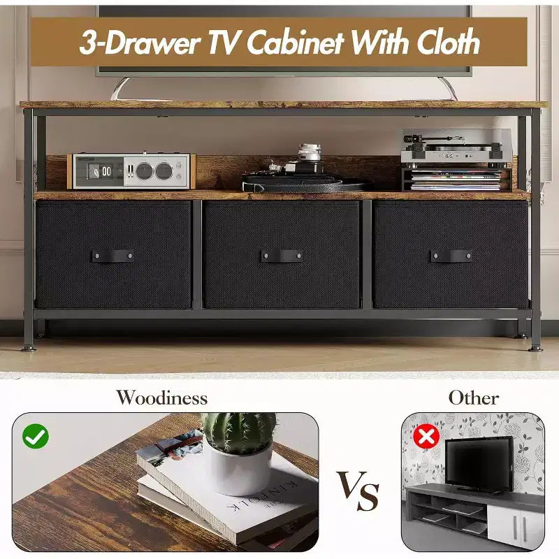 Meuble TV commode 127 cm Meuble de divertissement avec rangement Meuble TV pour chambre à coucher Petit meuble TV commode avec tiroirs et étagères, console TV et multimédia