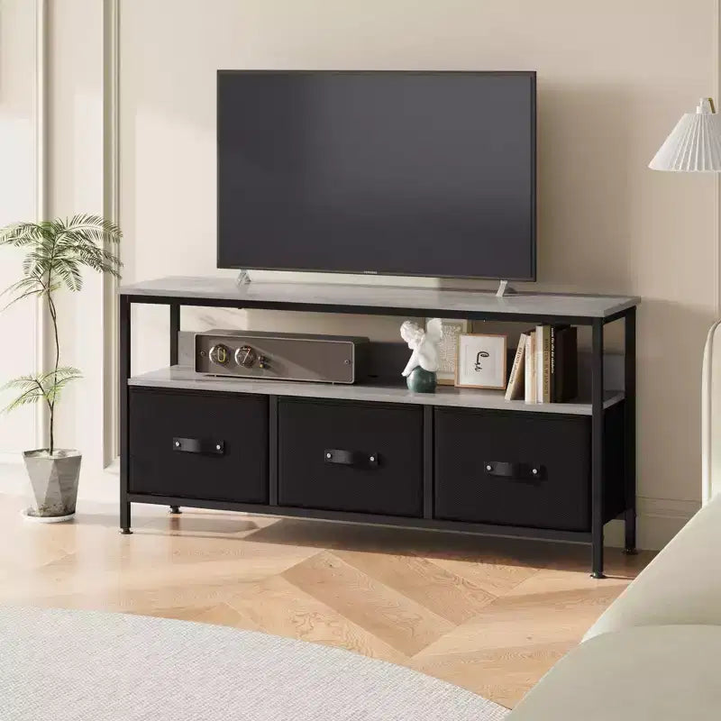 Meuble TV commode 127 cm Meuble de divertissement avec rangement Meuble TV pour chambre à coucher Petit meuble TV commode avec tiroirs et étagères, console TV et multimédia