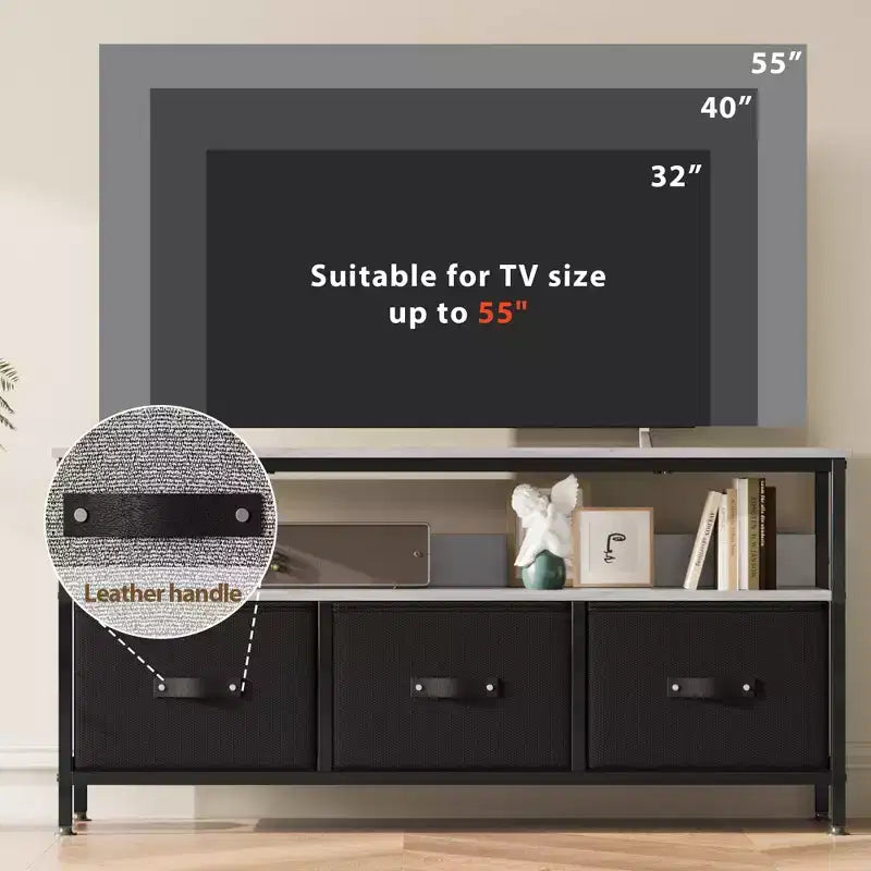 Meuble TV commode 127 cm Meuble de divertissement avec rangement Meuble TV pour chambre à coucher Petit meuble TV commode avec tiroirs et étagères, console TV et multimédia