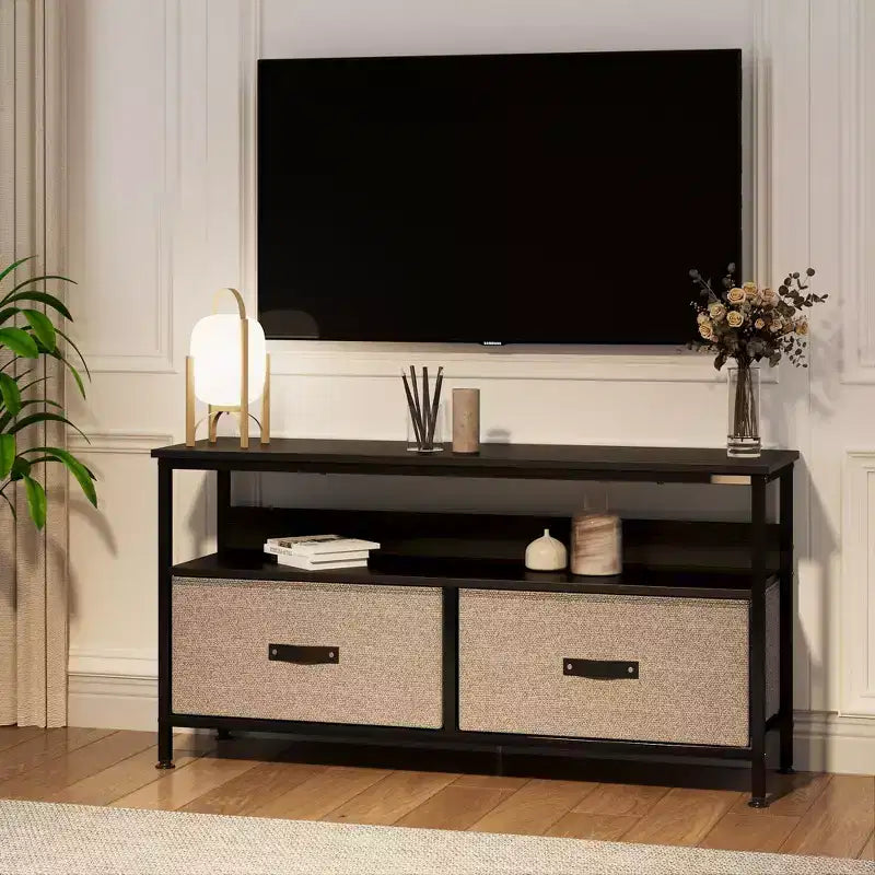 Meuble TV commode 127 cm Meuble de divertissement avec rangement Meuble TV pour chambre à coucher Petit meuble TV commode avec tiroirs et étagères, console TV et multimédia