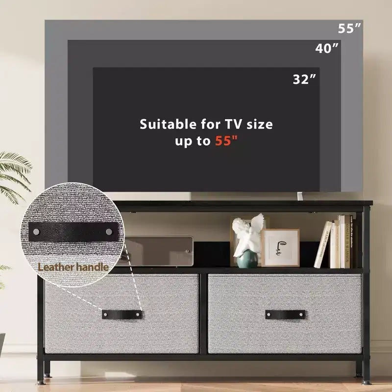 Meuble TV commode 127 cm Meuble de divertissement avec rangement Meuble TV pour chambre à coucher Petit meuble TV commode avec tiroirs et étagères, console TV et multimédia