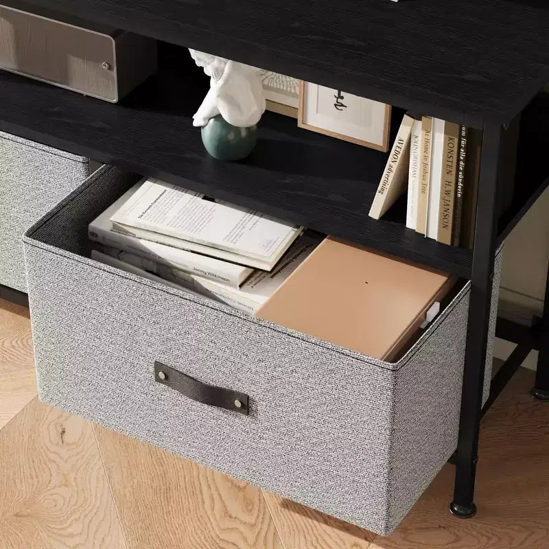 Meuble TV commode 127 cm Meuble de divertissement avec rangement Meuble TV pour chambre à coucher Petit meuble TV commode avec tiroirs et étagères, console TV et multimédia