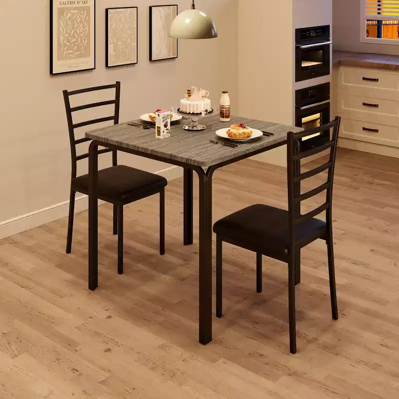 COZONY Ensemble table de salle à manger 3 pièces pour 2 avec chaises rembourrées, ensemble table et chaises de cuisine carrées pour petits espaces et coin petit-déjeuner